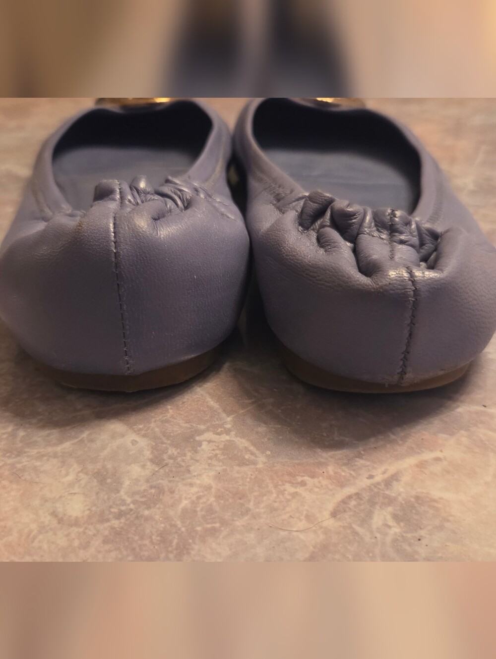 Tory Burch Pale Blue Leather Reva Logo Ballet Flats - Picture 3 of 6